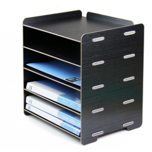 文件架横放办公室用品桌面A4多层文件架资料收纳盒木质置物分类框